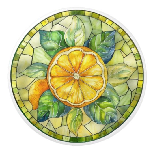 Mediterranean Citrus Stained Glass Keramikknauf (Vorderseite)
