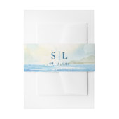 Mediterranean Coastal Monogram Wedding Einladungsbanderole (Vorderseite Beispiel)