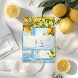 Mediterranean Coastal Monogram Wedding Einladungsbanderole