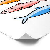 Mediterranean Coastal Sardine Illustration Art Poster (Ecke)