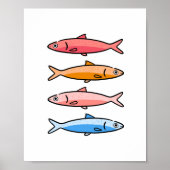 Mediterranean Coastal Sardine Illustration Art Poster (Vorne)