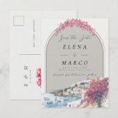 Mediterranean Coastal Save the Date | Ankündigungspostkarte (Vorne/Hinten)