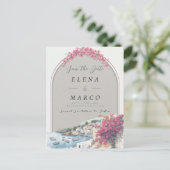 Mediterranean Coastal Save the Date | Ankündigungspostkarte (Stehend Vorderseite)