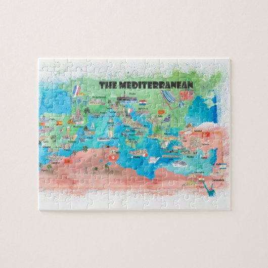 Mediterranean Cruvel Poster Spanien Italien Puzzle (Horizontal)