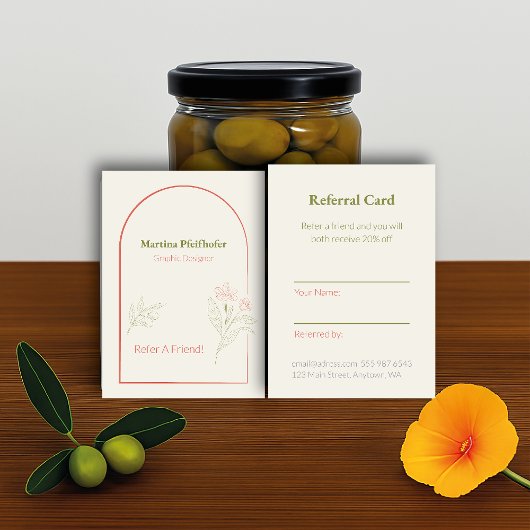 Mediterranean & Elegant Empfehlungskarte