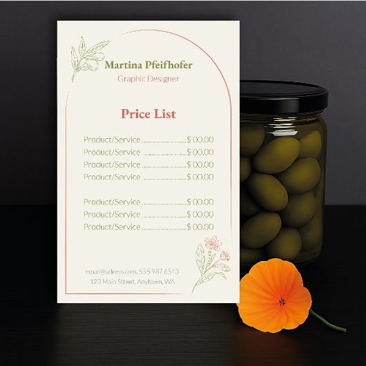 Mediterranean & Elegant Price List Flyer
