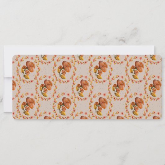 Mediterranean floral wreath pattern warm orange fl einladung (Vorderseite)