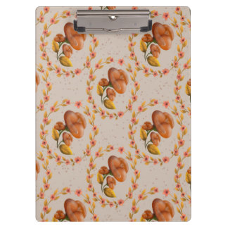 Mediterranean floral wreath pattern warm orange fl klemmbrett