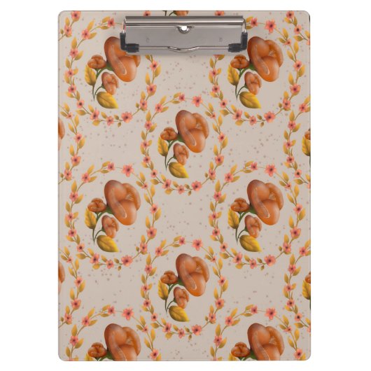 Mediterranean floral wreath pattern warm orange fl klemmbrett (Vorderseite)