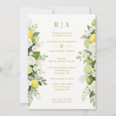 Mediterranean Fresh Lime Lemons & Flowers Garlands Einladung (Vorderseite)