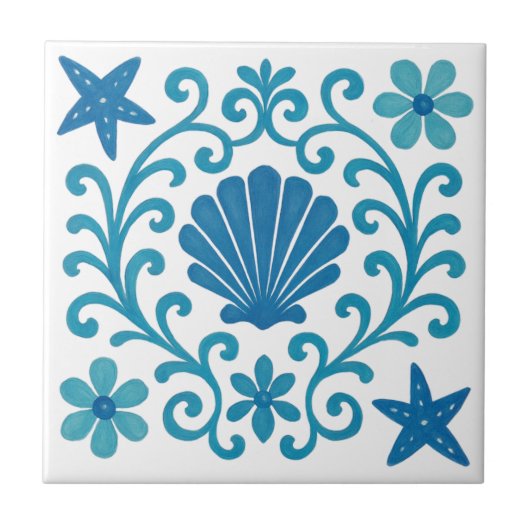 Mediterranean Harmony – Blue & Turquoise Coastal Fliese (Vorderseite)
