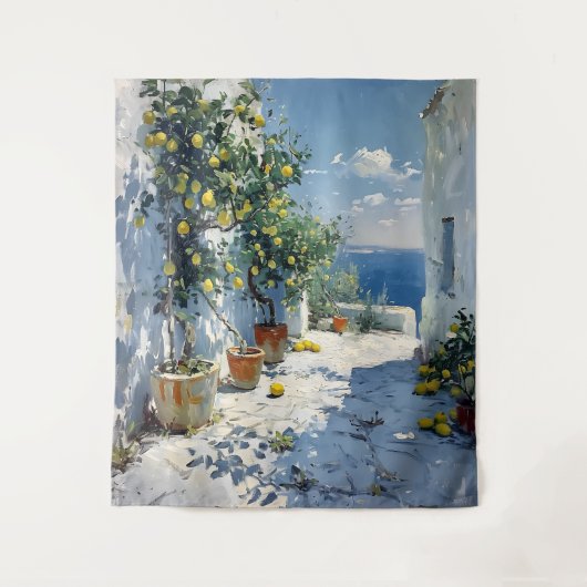 Mediterranean Impressionism with Lemons Wandteppich (Vorderseite)