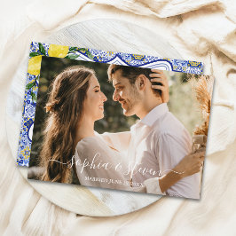 Mediterranean-Inspired Wedding with Lemon Accents Dankeskarte