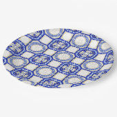 Mediterranean Italy Blue Tiles Bridal Shower  Pappteller (Schrägansicht)