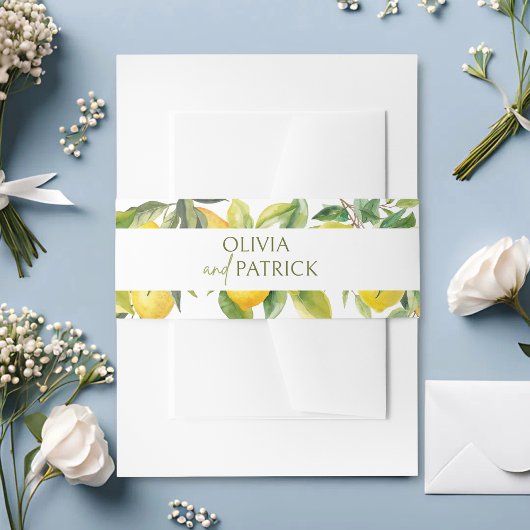 Mediterranean Italy Greece Lemon Vibrant Wedding Einladungsbanderole