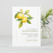 Mediterranean Italy Greece Lemon Vibrant Wedding Save The Date (Stehend Vorderseite)