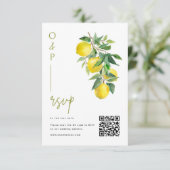 Mediterranean Italy Lemon Vibrant Wedding QR Code RSVP Karte (Stehend Vorderseite)