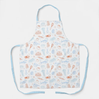 Mediterranean Kitchen Culinary Pattern Chef Apron Schürze