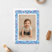 Mediterranean Lemon Amalfi Coast Baby Shower Mitteilungskarte (Vorderseite/Rückseite Beispiel)