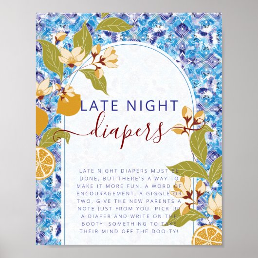 Mediterranean Lemon Amalfi Coast Baby Shower Poster (Vorne)