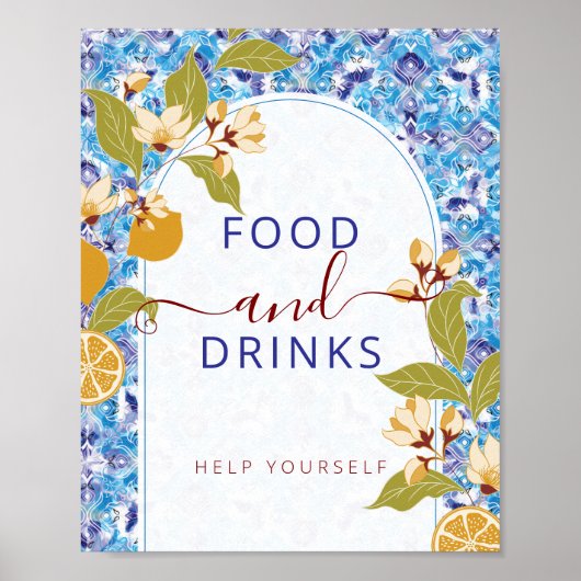 Mediterranean Lemon Amalfi Coast Baby Shower Poster (Vorne)