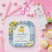 Mediterranean Lemon Baby Shower Blue Tiles Pappteller (Party)