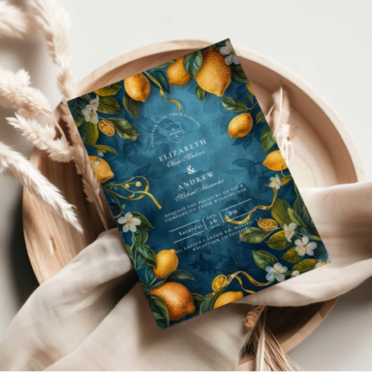 Mediterranean Lemon Bliss Wedding Einladung