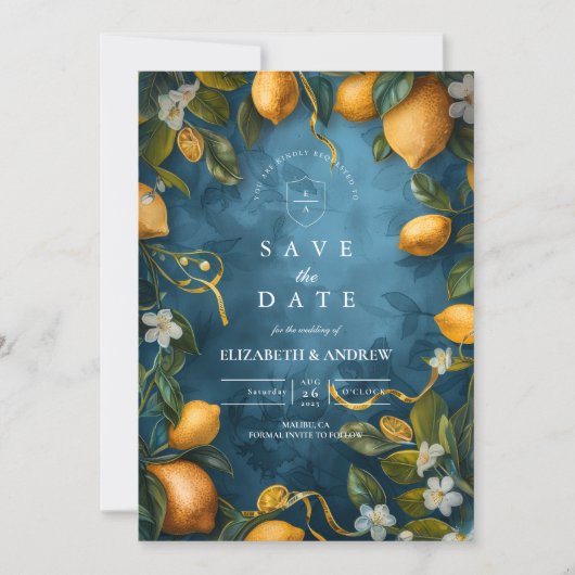 Mediterranean Lemon Bliss Wedding Save The Date (Vorderseite)