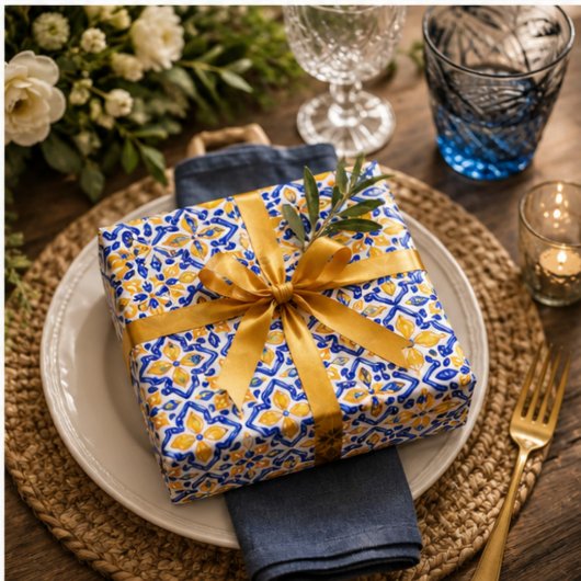 Mediterranean Lemon Blossom Ceramic Hand Painted Geschenkpapier