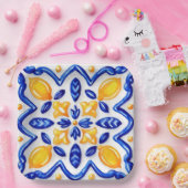 Mediterranean Lemon Blossom Ceramic Hand Painted  Pappteller (Party)