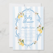 Mediterranean Lemon Blue Bows Baby Dusche Einladung (Vorderseite)