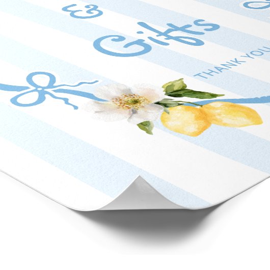 Mediterranean Lemon Blue Bows Bücher und Geschenke Poster (Ecke)