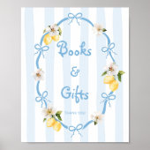 Mediterranean Lemon Blue Bows Bücher und Geschenke Poster (Vorne)