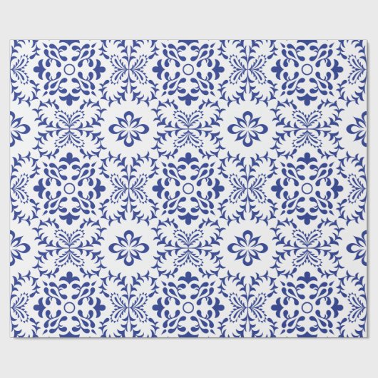 Mediterranean Lemon Blue Mosaic Tile Wedding Geschenkpapier (Flach)