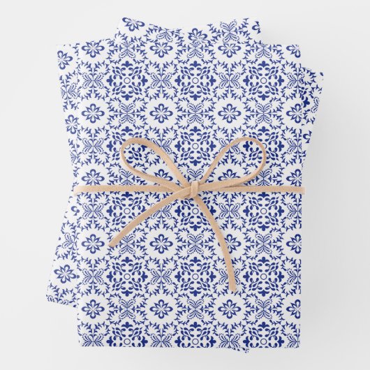 Mediterranean Lemon Blue Mosaic Tile Wedding Geschenkpapier Set (Beispiel)