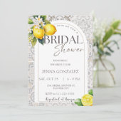 Mediterranean Lemon Boho Tiles Brautparty Einladung (Stehend Vorderseite)