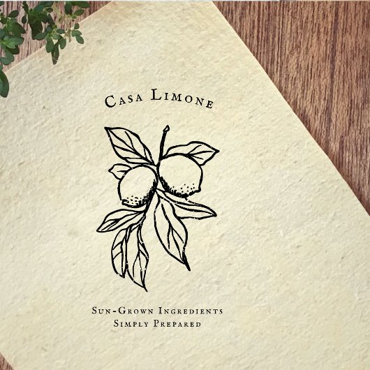 Mediterranean Lemon Botanical Kitchen Rubber Stamp Gummistempel