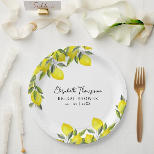 Mediterranean Lemon Bridal Shower Pappteller (Hochzeit)