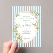 Mediterranean Lemon Coastal Stripe Wedding Acryleinladungen (Insitu (Handheld))