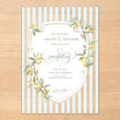 Mediterranean Lemon Coastal Stripe Wedding Acryleinladungen (Vorderseite)