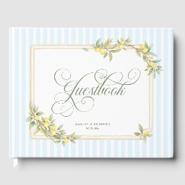 Mediterranean Lemon Coastal Stripe Wedding Gästebuch