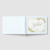 Mediterranean Lemon Coastal Stripe Wedding Gästebuch (Voll)