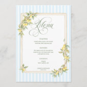 Mediterranean Lemon Coastal Stripe Wedding Menükarte (Vorderseite)
