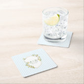 Mediterranean Lemon Coastal Stripe Wedding Rechteckiger Pappuntersetzer (Vor Ort)