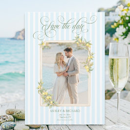 Mediterranean Lemon Coastal Wedding Photo Save The Date