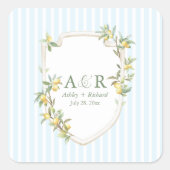 Mediterranean Lemon Coastal Wedding Square Sticker (Vorderseite)