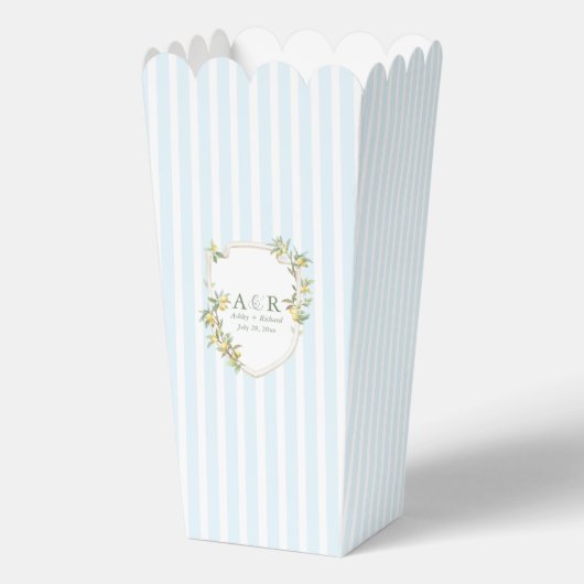 Mediterranean Lemon Crest Wedding Popcorn Geschenkschachtel (Rückseite)