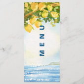 Mediterranean Lemon Grove Coastal Wedding Dinner Menükarte (Rückseite)