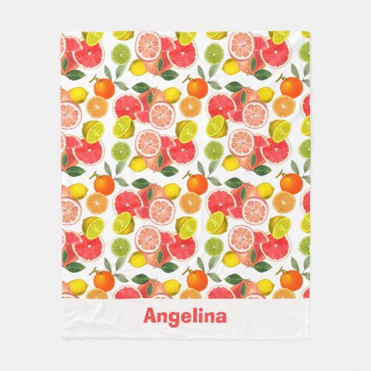 Mediterranean Lemon  Leaves name Fleece Blanket (Vorderseite)