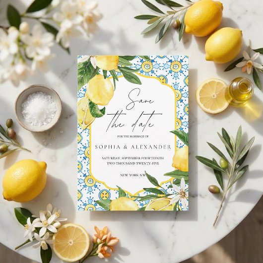 Mediterranean Lemon Save the Date | Italian Amalfi Einladung